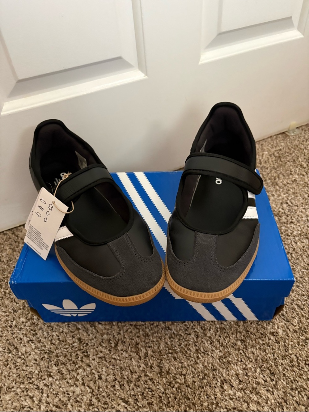 adidas Black and White Mary Jane Sneakers with Gum Sole